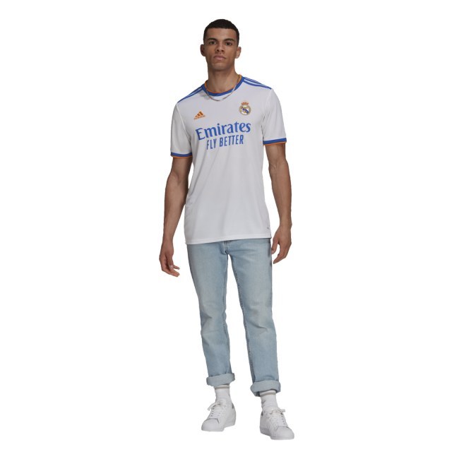 Adidas Real Madrid domácí 2021/2022 bílá/modrá/oranžová UK XL - Real Madrid Oblečení